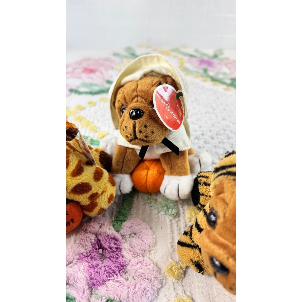 March of Dimes vtg Halloween Shar-Pei Plush Dog Set Dalmatian Giraffe Ghost Tige - Picture 6 of 13